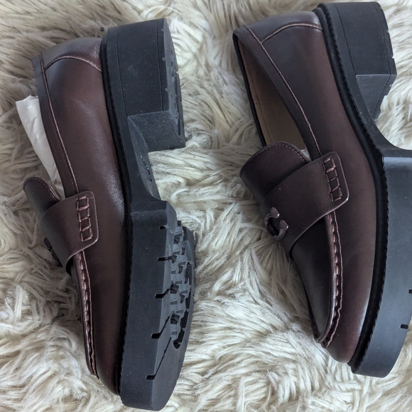 NWT Coach Leah Platform Lug Loafer in Maple Leather Brown - Picture 11 of 16